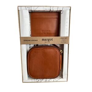 Margot New York leather jewelry case & card case set cognac